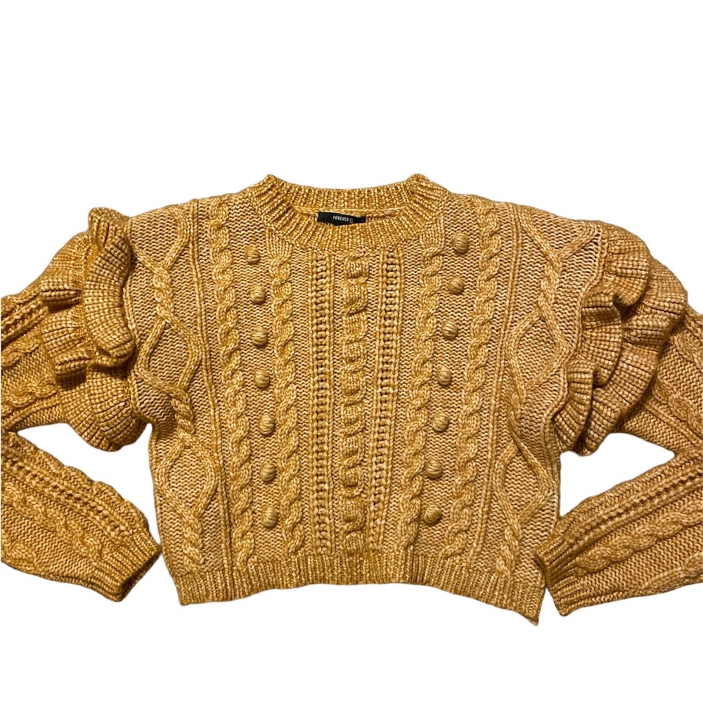 Forever 21 cropped ruffle sweater Sz small